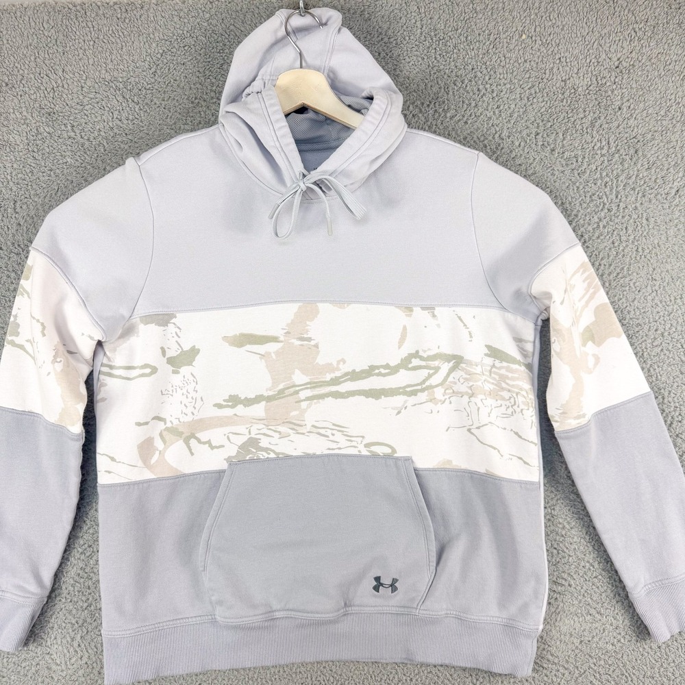 Under Armour Hoodie Mens Large Gray Camo‎ Pullover Loose Fit Rival 1365693